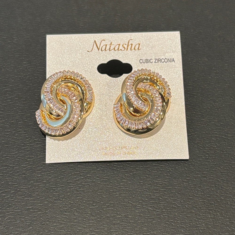 Natasha Couture Gold and‎ Silver Swirl Earrings